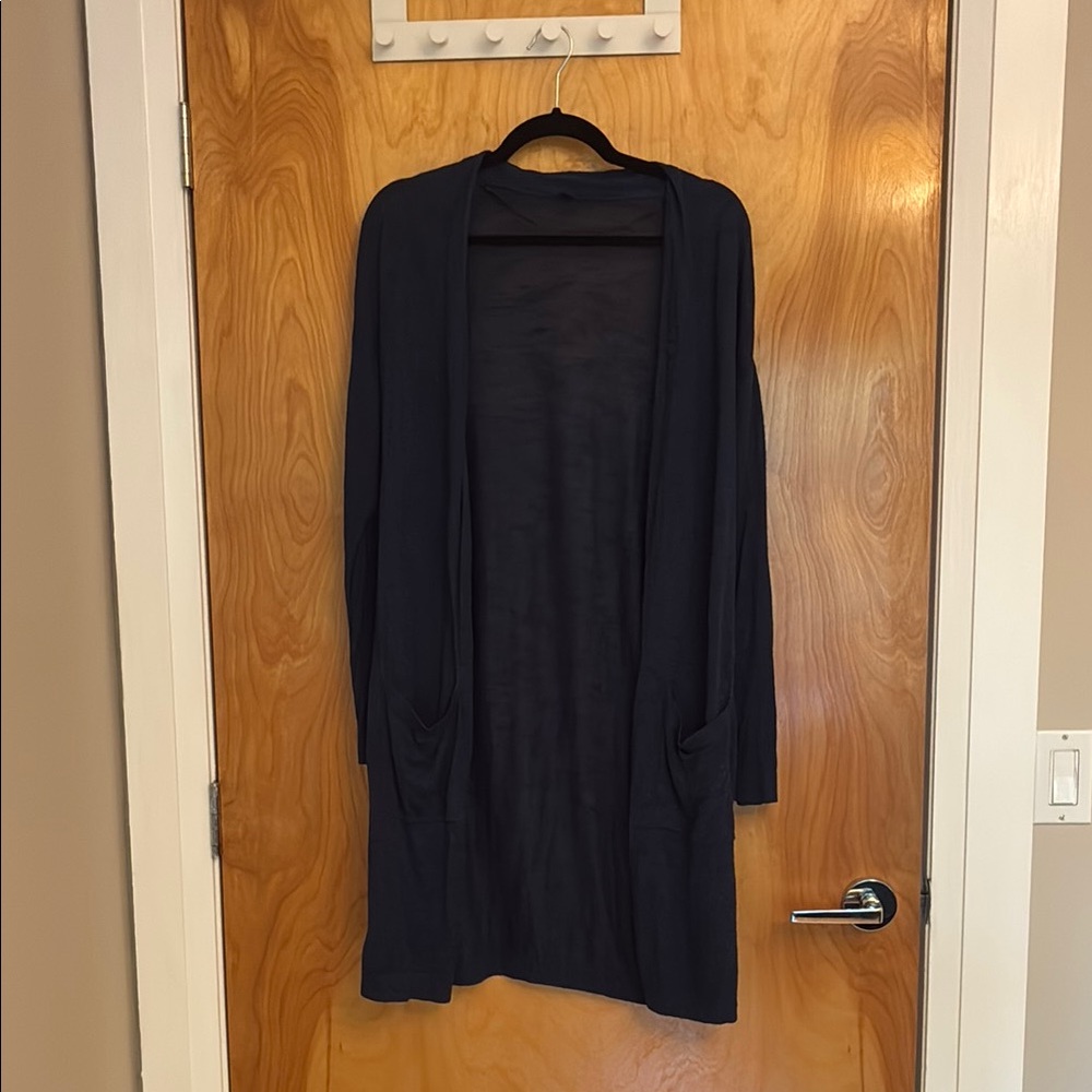 Uniqlo Deep Blue Linen Knit Longline Cardigan
